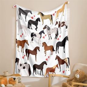 img 3 attached to 🐴 Bedbay Horse Blanket: Adorable Pony Love Heart Throw Blanket for Cowboys & Cowgirls - All Season Flannel, Soft Lightweight Plush - Perfect Gift for Horse Lovers (Horse, Throw Size)