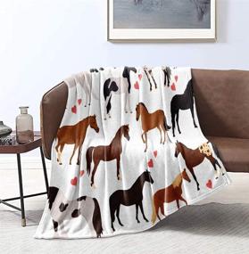 img 1 attached to 🐴 Bedbay Horse Blanket: Adorable Pony Love Heart Throw Blanket for Cowboys & Cowgirls - All Season Flannel, Soft Lightweight Plush - Perfect Gift for Horse Lovers (Horse, Throw Size)