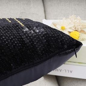 img 3 attached to 🎉 Set of 2 PartyDelight 18"x18" Sequin Pillow Cases - Decorative for Bed and Sofa, Black and Silver