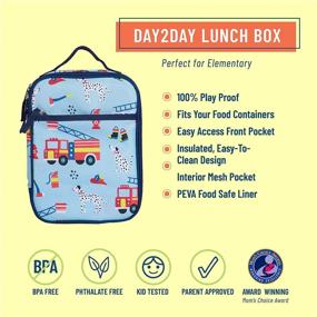 img 3 attached to Wildkin Day2Day Kids Lunch Box Bag for Boys & Girls - Ideal 🔥 for School & Travel - BPA-Free (Firefighters) - 9.75 x 7 x 3.25 Inches