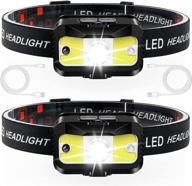 🔦 rechargeable headlamp, jndfofc 1200 lumens ultra bright led headlamp flashlight with white and red light, 2 pack motion sensor waterproof headlight, 8 modes headlights for outdoor camping, fishing, running логотип