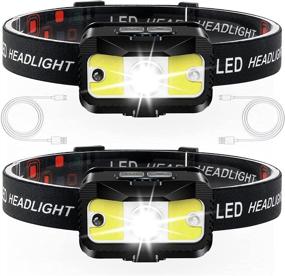 img 4 attached to 🔦 Rechargeable Headlamp, JNDFOFC 1200 Lumens Ultra Bright LED Headlamp Flashlight with White and Red Light, 2 Pack Motion Sensor Waterproof Headlight, 8 Modes Headlights for Outdoor Camping, Fishing, Running