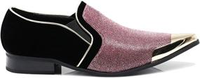 img 3 attached to 💎 Sparkling Style: Enzo Romeo Crisiano Rhinestone Chrome Men's Loafers & Slip-Ons