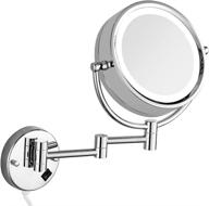 💡 gecious 10x magnification wall mount makeup mirror with led lighted 8.5 inches, double sided, chrome finish, 360 swivel – perfect for vanity and bathroom, electric plug in for convenience logo