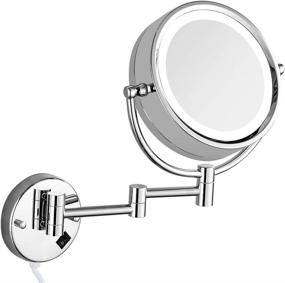 img 4 attached to 💡 Gecious 10X Magnification Wall Mount Makeup Mirror with LED Lighted 8.5 inches, Double Sided, Chrome Finish, 360 Swivel – Perfect for vanity and bathroom, Electric Plug in for convenience