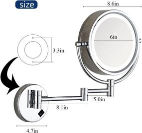 img 2 attached to 💡 Gecious 10X Magnification Wall Mount Makeup Mirror with LED Lighted 8.5 inches, Double Sided, Chrome Finish, 360 Swivel – Perfect for vanity and bathroom, Electric Plug in for convenience