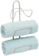 mdesign metal towel rack holder and organizer - 3-level wall mount for bathroom towels, washcloths, hand towels - satin finish logo