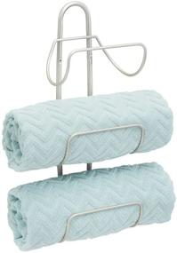 img 4 attached to mDesign Metal Towel Rack Holder and Organizer - 3-Level Wall Mount for Bathroom Towels, Washcloths, Hand Towels - Satin Finish