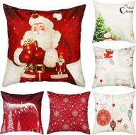 🎄 hoomall christmas pillow covers 18x18 set of 6 - festive cartoon decorative throw pillow covers for home decor - xmas snowman designs without core логотип