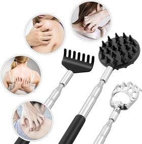 img 1 attached to 🖐️ Tukuos Telescoping Back Scratcher: Portable Extendable with 3Pcs Detachable Heads for Aggressive/Moderate Scratching, Stainless Steel Massager/Backslap for Men/Women