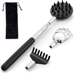 img 4 attached to 🖐️ Tukuos Telescoping Back Scratcher: Portable Extendable with 3Pcs Detachable Heads for Aggressive/Moderate Scratching, Stainless Steel Massager/Backslap for Men/Women