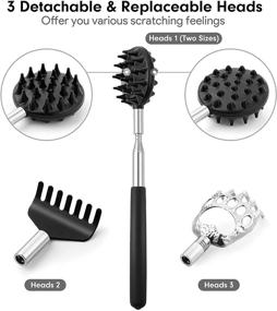 img 2 attached to 🖐️ Tukuos Telescoping Back Scratcher: Portable Extendable with 3Pcs Detachable Heads for Aggressive/Moderate Scratching, Stainless Steel Massager/Backslap for Men/Women