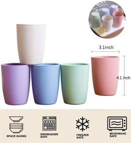 img 1 attached to Choary Eco-friendly Unbreakable Reusable Drinking Cup (12 OZ) – Wheat Straw Biodegradable Healthy Tumbler Set of 5 (Multicolor), Dishwasher Safe