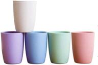 choary eco-friendly unbreakable reusable drinking cup (12 oz) – wheat straw biodegradable healthy tumbler set of 5 (multicolor), dishwasher safe logo