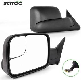 img 4 attached to 🚚 SCITOO Compatible Towing Mirrors 94-97 for Dodge Ram 1500 2500 3500 Truck, Black, Power Operation - Pair Set Mirrors
