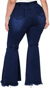 img 2 attached to HannahZone Womens Ripped Bell Bottom Plus Size Jeans - Stylish Flared Jean Pants in 5XL