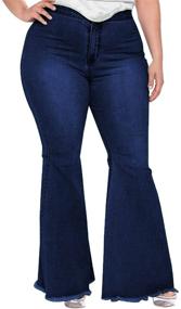 img 3 attached to HannahZone Womens Ripped Bell Bottom Plus Size Jeans - Stylish Flared Jean Pants in 5XL