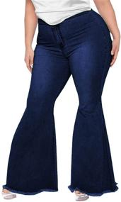 img 4 attached to HannahZone Womens Ripped Bell Bottom Plus Size Jeans - Stylish Flared Jean Pants in 5XL