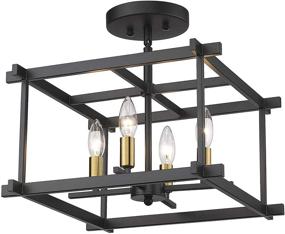 img 4 attached to 🔦 TENGXIN Rectangular Semi Flush Mount Ceiling Light Chandelier for Living Room Bedroom, Kitchen, Hallway - Black Finish, E12, UL Listed (Bulbs Not Included)