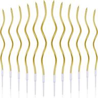 12 pieces metallic twisty birthday candles for cake decorations - long 🕯️ thin spiral cake candles with holders for birthday, wedding, and party cakes (gold) logo