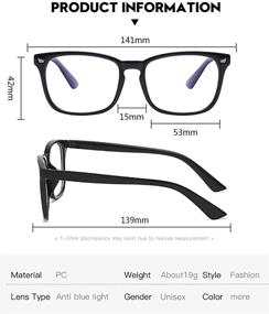 img 2 attached to 👓 5-Pack Blue Light Blocking Reading Glasses: UV Ray Protection, Square Nerd Frames for Men and Women