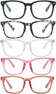 👓 5-pack blue light blocking reading glasses: uv ray protection, square nerd frames for men and women logo