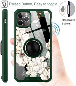 img 2 attached to IPhone 11 Pro Max Case White Floral With Ring Holder Kickstand Screen Protector 360° Rotating Women Girls (Work With Magnetic Car Mount) Cute Flower Cover Case For IPhone 11 Pro Max 6