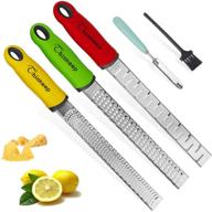 🍋 thinkeep 3-piece stainless steel lemon zester grater set - ideal for parmesan cheese, citrus, ginger, garlic, nutmeg, chocolate, fruits, vegetables - includes red, yellow, and green blades logo