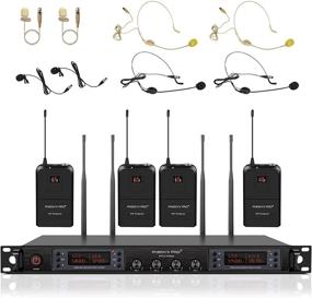 img 4 attached to 🎤 Phenyx Pro PTU-7000B Wireless Microphone System - Quad Channel Cordless Mic Set with Four Bodypacks and Headsets/Lapels, 4x40 Channels, Auto Scan, 328ft Coverage - Ideal for DJs, Churches, Events