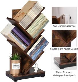 img 3 attached to 📚 Ruboka 4-Shelf Tree Bookshelf: Stylish Retro Floor Standing Bookcase with Small Brown Storage Shelves - Perfect Display for CDs, Magazines, and Books in Bedroom, Living Room, Office, Balcony - 24-Inch DESK51A