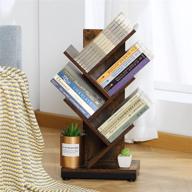 📚 ruboka 4-shelf tree bookshelf: stylish retro floor standing bookcase with small brown storage shelves - perfect display for cds, magazines, and books in bedroom, living room, office, balcony - 24-inch desk51a logo