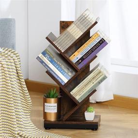 img 4 attached to 📚 Ruboka 4-Shelf Tree Bookshelf: Stylish Retro Floor Standing Bookcase with Small Brown Storage Shelves - Perfect Display for CDs, Magazines, and Books in Bedroom, Living Room, Office, Balcony - 24-Inch DESK51A