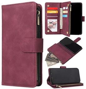 img 1 attached to ZZXX IPhone 12 Pro Max Wallet Case With Card Slot Premium Soft PU Leather Zipper Flip Folio Wallet With Wrist Strap Kickstand Protective For IPhone 12 Pro Max Case Wallet(Wine Red 6