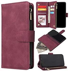 img 2 attached to ZZXX IPhone 12 Pro Max Wallet Case With Card Slot Premium Soft PU Leather Zipper Flip Folio Wallet With Wrist Strap Kickstand Protective For IPhone 12 Pro Max Case Wallet(Wine Red 6