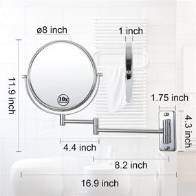 img 3 attached to Lansi Makeup Mirror: 10X Magnifying Wall Mount Vanity Decoration, Round 8-Inch, Chrome Finish