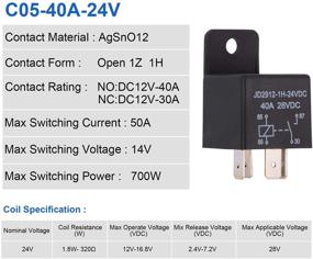 img 2 attached to 🚗 High-Performance EHDIS Car Relay: 4 Pin 24V 40Amp (JD2912-1H-24VDC) - Auto Switches & Starters, 2 Pack