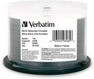 📀 50 шт. шпиндель verbatim bd-r 25gb 16x глянцевое серебро серия silk screen printables, центральные printables логотип