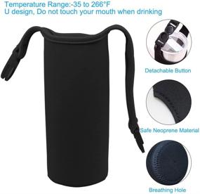 img 2 attached to DanziX 4 Pack Water Bottle Carrier - Neoprene Sleeve Cup Pouch with Handle, Fits All 16oz-21oz Sport Water Bottles - Black, Blue, Pink, Purple