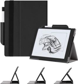 img 4 attached to 📚 Чехол Ayotu для Remarkable 2 Paper Tablet 10.3" 2020 - Многоугольный складной дизайн, держатель ручки, и функция опоры для руки - черный