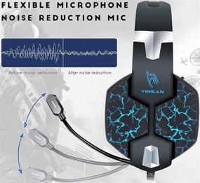 img 2 attached to 🎧 DM Gaming Headset - 7.1 Surround Sound, 7 Colors LED Light, Memory Foam Earmuffs, Noise-Canceling Mic - Compatible with PC/PS5/PS4/Xbox One/Switch