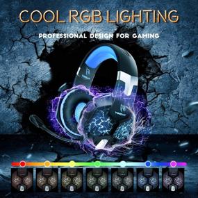 img 3 attached to 🎧 DM Gaming Headset - 7.1 Surround Sound, 7 Colors LED Light, Memory Foam Earmuffs, Noise-Canceling Mic - Compatible with PC/PS5/PS4/Xbox One/Switch