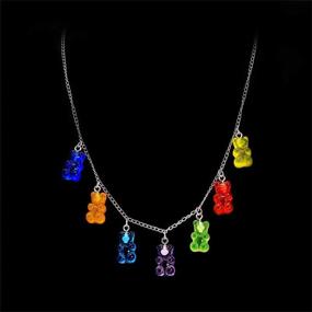 img 1 attached to 🍭 Fashionable Gummy Bear Necklace Anklet Set: Colorful Resin Candy Design for Women and Girls