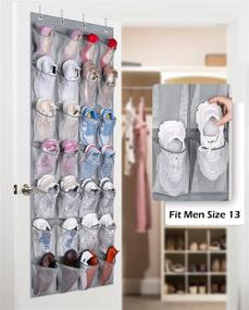 img 2 attached to 👟 Maximize Closet Space with the SLEEPING LAMB 28 Mesh Pocket Over The Door Shoe Rack in Grey