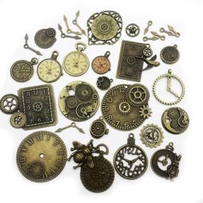 img 2 attached to 🕰️ Youdiyla 100g Steampunk Clock Face Dial Pointer Charm Pendant, Mix Vintage Metal Pendant Supplies Findings for Handcrafted Jewelry Making (Bronze HM71)