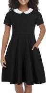 👗 gorlya girl's vintage peter pan collar party dress with pockets: stylish and comfortable skater fit for ages 4-12 logo