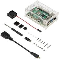 🌬️ enhanced cooling solution: uctronics clear case with cooling fan and heatsinks for raspberry pi 4 model b logo