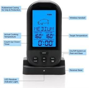 img 3 attached to 🌡️ BIFULDYO Wireless Remote Digital Meat Thermometer: Accurate Grilling, BBQ, and Oven Cooking Assistant with Backlit Instant Read and 100 Feet Range (1 Probe)