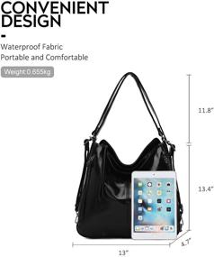 img 3 attached to Большая черная сумка-хобо из искусственной кожи с кисточкой - женская сумка и ручная сумка (KL2229 401#BLACK)