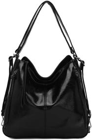 img 4 attached to Large Black PU Leather Hobo Bag with Tassel - Women's Purse and Handbag (KL2229 401#BLACK)