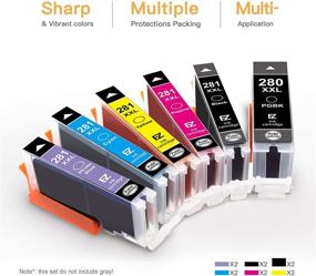 img 3 attached to 🖨️ E-Z InkTM 12 Pack Ink Cartridges Replacement for Canon PGI-280XXL CLI-281XXL PIXMA TS9120 TS8120 TS8220 Printers (PGBK, Black, Photo Blue, Cyan, Magenta, Yellow)